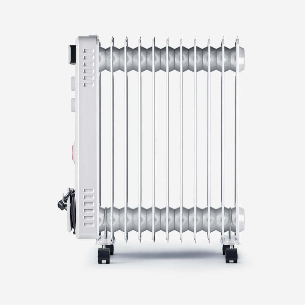 Refurbished - 2500W 11 Fins Oil Filled Radiator Heater with Thermostat Control - White