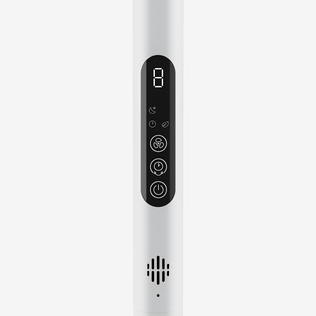 AirFlo™ Slim 43" Hybrid Pedestal Fan - Ultra- Quiet Air Circulator - White/Grey