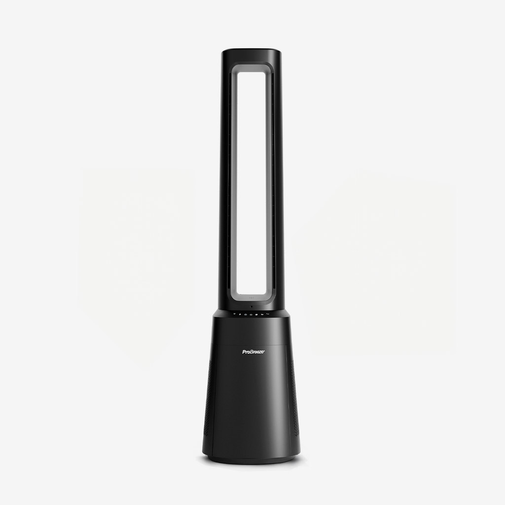 OmniAir 41" Premium Bladeless Tower Fan and Air Purifier - Black
