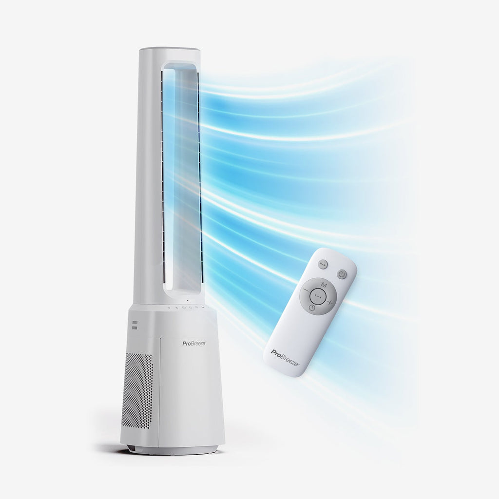 Refurbished - OmniAir 41" Premium Bladeless Tower Fan and Air Purifier - White