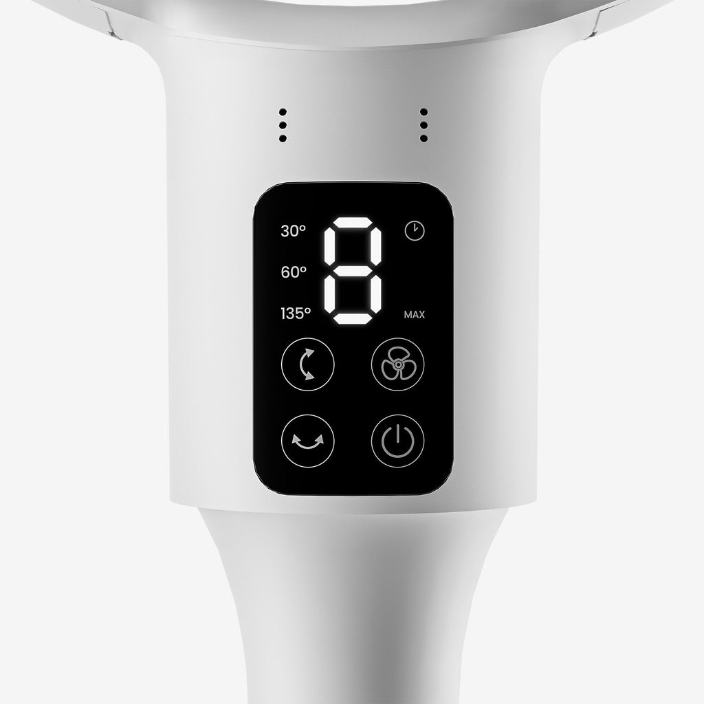 AirFlo™ 43" Smart Hybrid Pedestal Fan - Ultra-Quiet Air Circulator - White/Grey