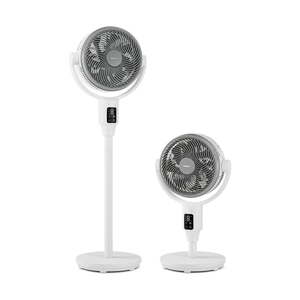 AirFlo Plus™ 44" Hybrid Pedestal Fan - Ultra-Quiet Air Circulator - White/Grey