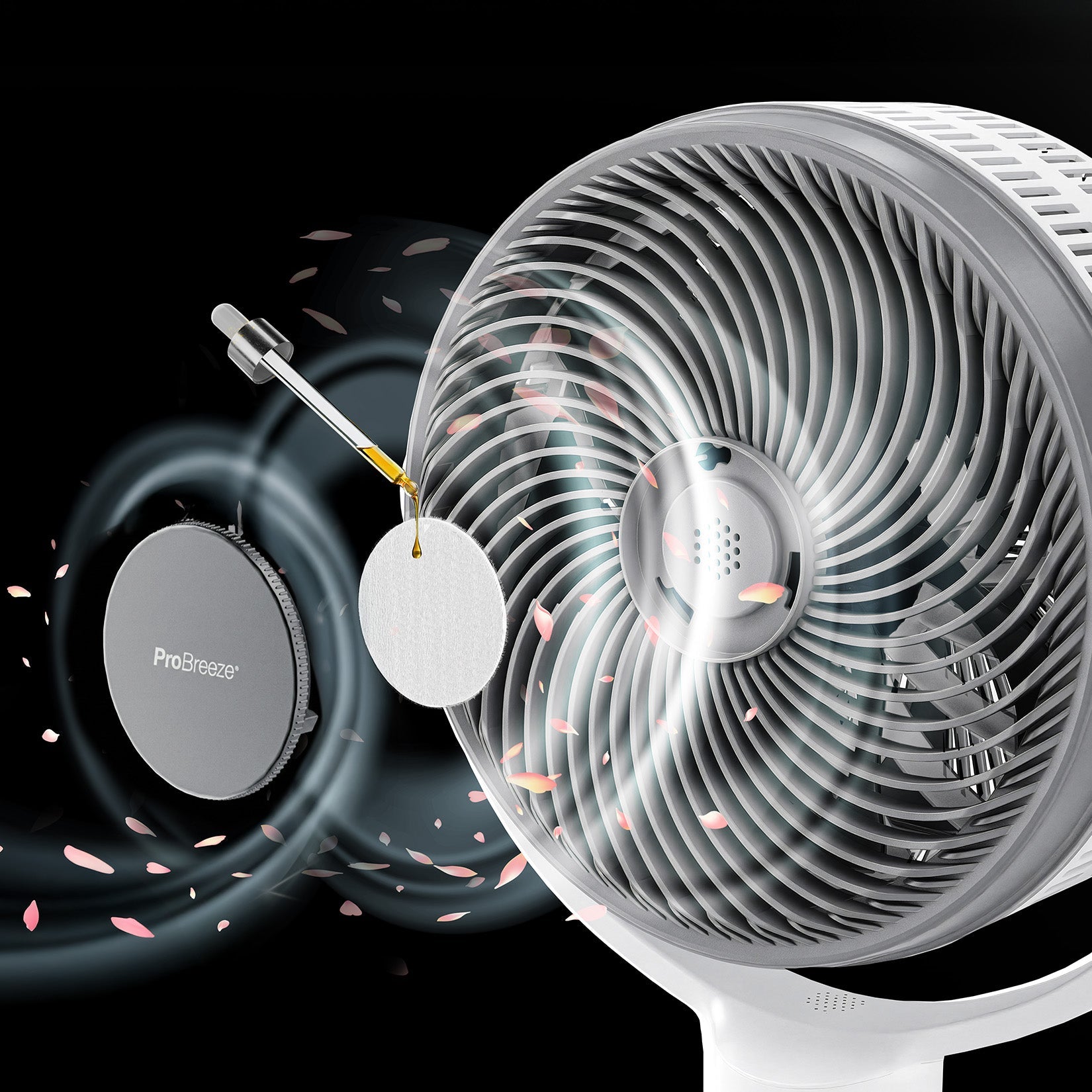AirFlo Plus™ 44" Hybrid Pedestal Fan - Ultra-Quiet Air Circulator - White/Grey