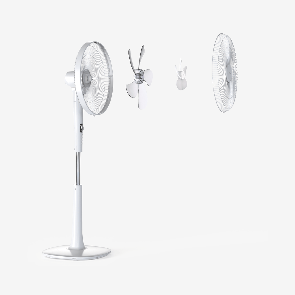 16" Pedestal Fan - Low Energy DC Motor, 3 Operating Modes & Remote Control - White