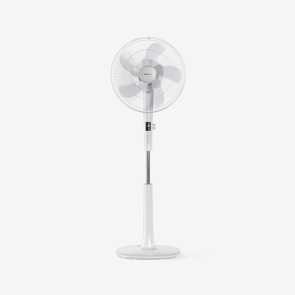 Refurbished - 16" Pedestal Fan - Low Energy DC Motor, 3 Operating Modes & Remote Control - White