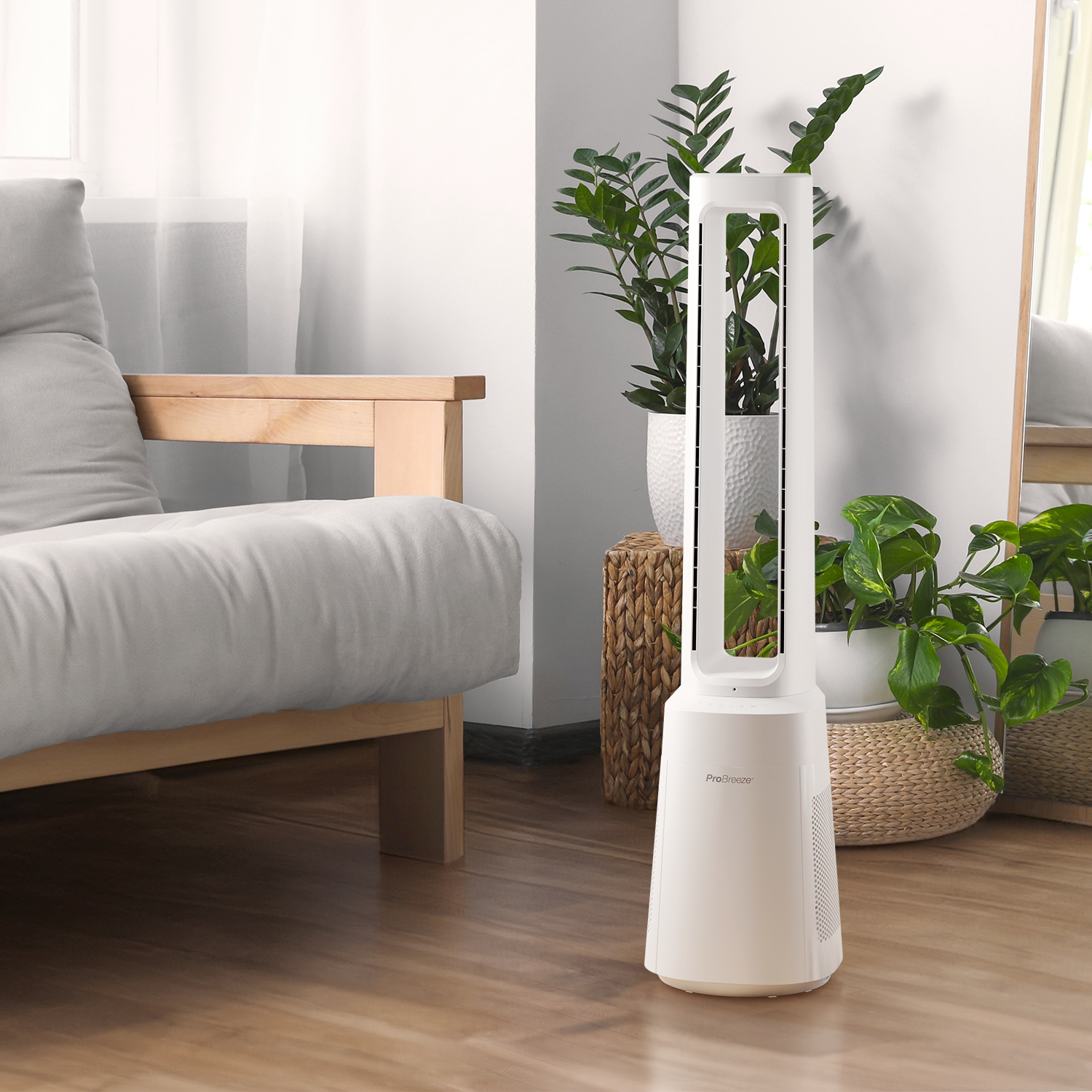 Refurbished - OmniAir 41" Premium Bladeless Tower Fan and Air Purifier - White