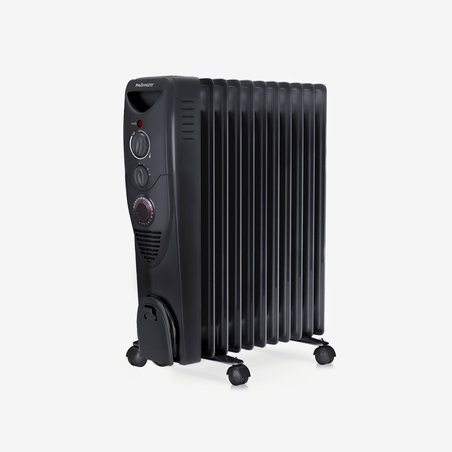 2500W Oil Filled Radiator Heater with 11 Fins - Black