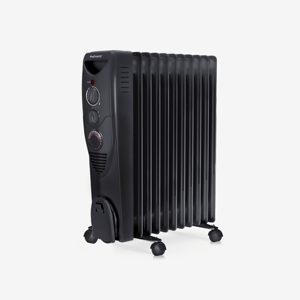 Refurbished - 2500W Oil Filled Radiator with 11 Fins - Black