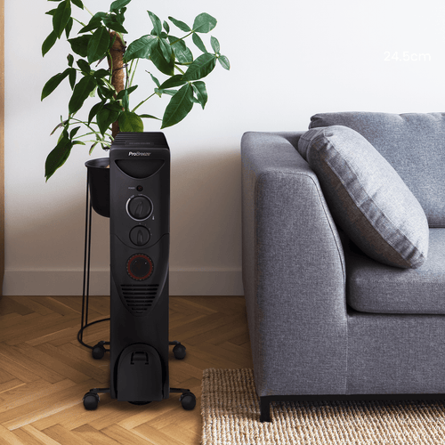 2500W Oil Filled Radiator Heater with 11 Fins - Black