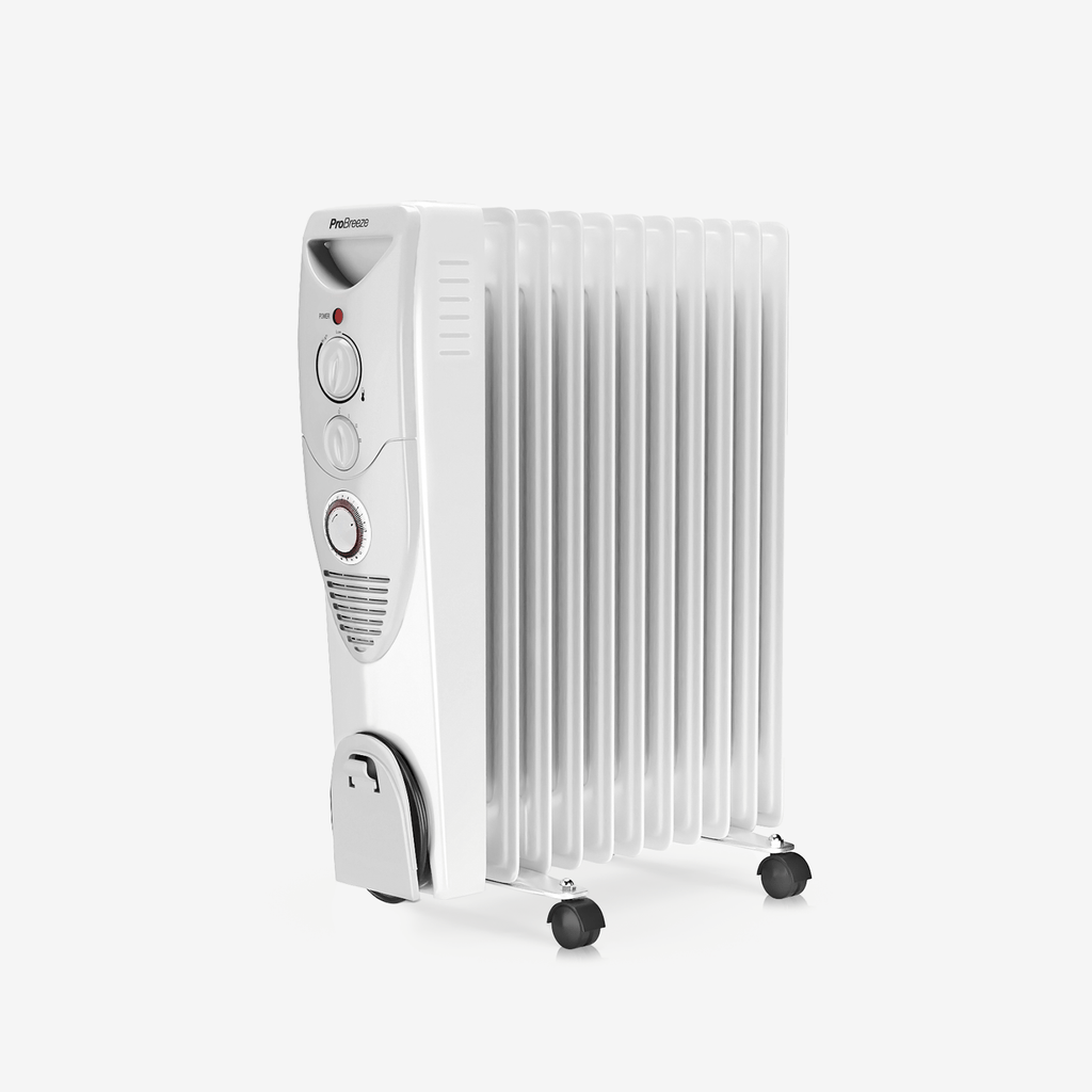 2500W Oil Filled Radiator Heater with 11 Fins - White