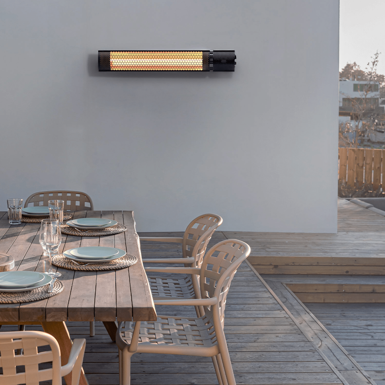 Refurbished - Wall Mounted Infrared Patio Heater with Remote Control and 2 Heat Settings