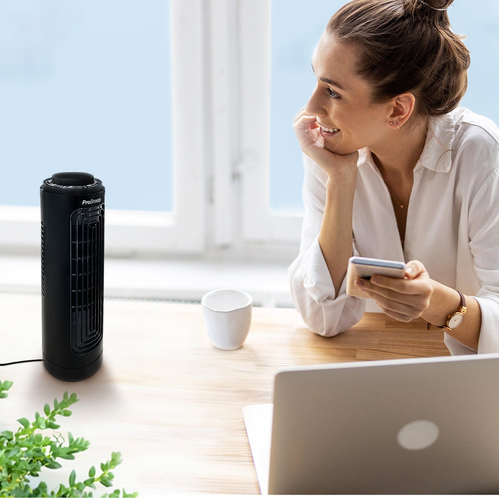 Desktop 3 Speed Mini Tower Fan - Black